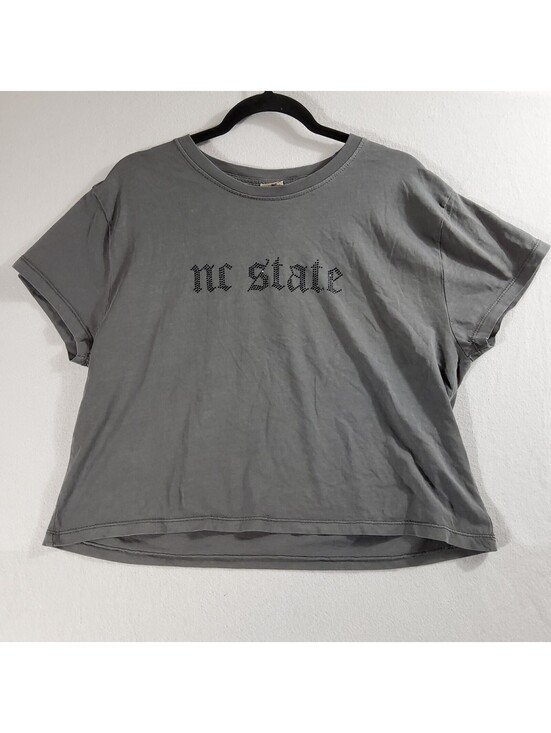 chicka-d Tops - Chicka-d NC State Wolfpack Women XL Gray Rhinestone Cropped T-Shirt NWT